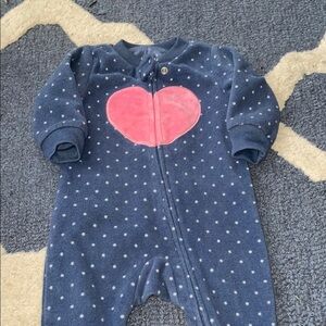 Polka Dot baby 0-3 month one Piece with Pink Heart